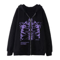 Men Women Y2K Skeleton Zip Up Hoodie Emo Gothic Oversized Grunge Alt Jacket Vintage Graphic Baggy Dark Academia Punk