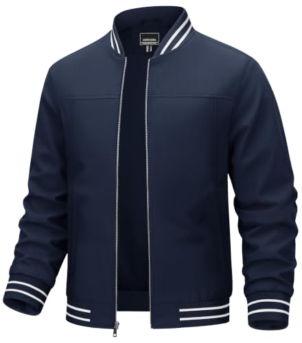TACVASEN Mens Jacket Bomber Lightweight Windproof Coat for Daily Wear
