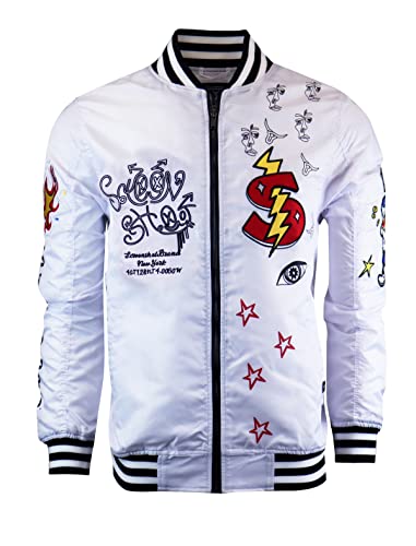 SCREENSHOT Hip-Hop Urban NYC Fashion Bomber Jacket - Modern Outdoor Lightweight Streetwear Graffiti Print Zip Up Top