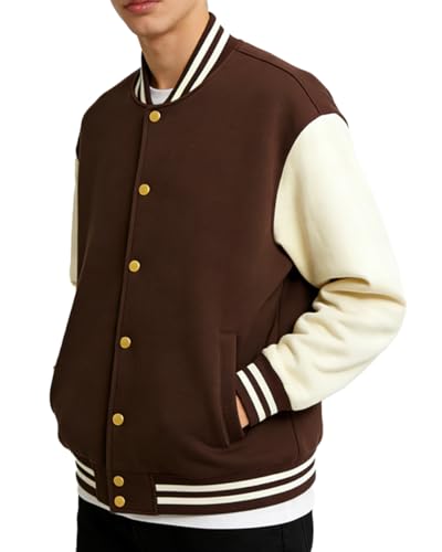 Men's Fashion Varsity Jacket Casual Cotton Blend Letterman Baseball Bomber Jacket