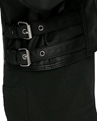 LY VAREY LIN Women's Faux Leather Bomber Jacket Patchwork Punk Moto Biker Coat