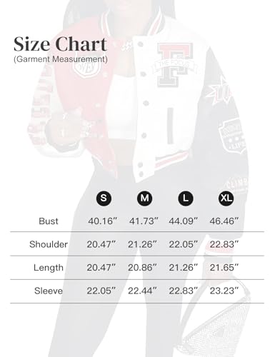 Flygo Womens Cropped Varsity Jacket Colorblock Baseball Streetwear