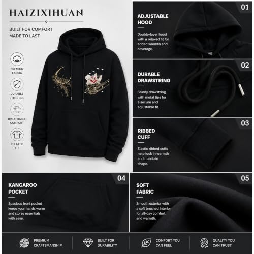 Men's Kitsune Embroidered Hoodie Japanese Streetwear Nine Tailed Fox