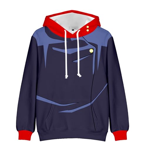 Unisex Hoodie Blue Hooded Pullover Long Sleeve Swearshirt Novelty Hoodie Jacket Adult 3D Printed Pullover