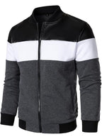 FANARCHER Mens Lightweight Bomber Jacket Casual Zipper Coat Color Block with Faux Leather Varsity Jacket