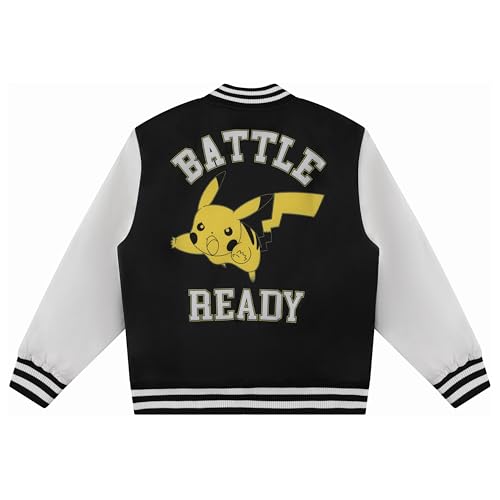 Pokemon Battle Ready Varsity Bomber Jacket for Boys - Toddler & Kids Bomber Jacket - Retro Style Zip-Up Kids Varsity Jackets