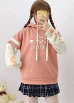 CRB Fashion Womens Kawaii Teens For Teenagers Cartoon Cotton Fleece Hoodie Top Shirt Sweatshirt