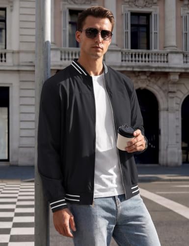TACVASEN Mens Jacket Bomber Lightweight Windproof Coat for Daily Wear