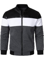 FANARCHER Mens Lightweight Bomber Jacket Casual Zipper Coat Color Block with Faux Leather Varsity Jacket