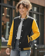 Fleece Varsity Jacket Women Casual baseball Style letterman jacket