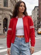 EXLURA Women Long Sleeve Zip Up Cardigan Sweaters Fall Casual Bomber Jacket