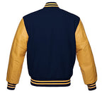 Premium Letterman Baseball School College Bomber Varsity Jacket Purple & Gold Genuine Leather Sleeves