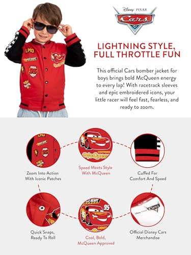 Disney Cars Boys Jacket, Lightning McQueen Jacket, Lightning McQueen Bomber Jackets For Boys, Red 3T