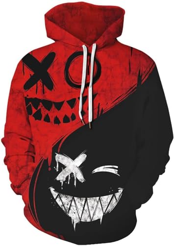 Basoteeuo Mens Hoodies Pullover Graphic Design 3D Cool Novelty Long Sleeve Hooded Sweatshirts with Pockets