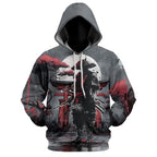Japanese Warrior Graphic Hoodie for Men Novelty Print Pullover Sweatshirts Long Sleeve