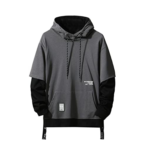 GURUNVANI Men's Patchwork Contrast Color Pullover Hoodie Sweatshirt