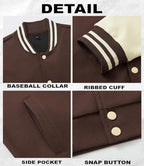 Men's Fashion Varsity Jacket Casual Cotton Blend Letterman Baseball Bomber Jacket