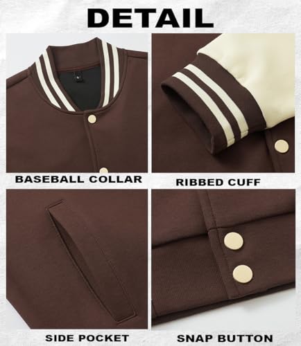 Men's Fashion Varsity Jacket Casual Cotton Blend Letterman Baseball Bomber Jacket