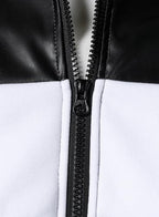 FANARCHER Mens Lightweight Bomber Jacket Casual Zipper Coat Color Block with Faux Leather Varsity Jacket