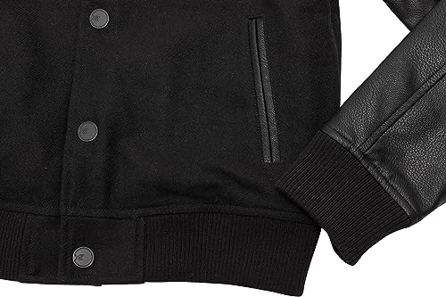 X RAY Boys Outerwear Coat with Faux Leather (S - XL), Wool Varsity Bomber Jacket for Kids W/Grainy PU Sleeves for Boys
