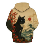 LAOLIUSN Novelty Long Sleeve Hoodie Funny Fashion Cat Print Sweatshirts