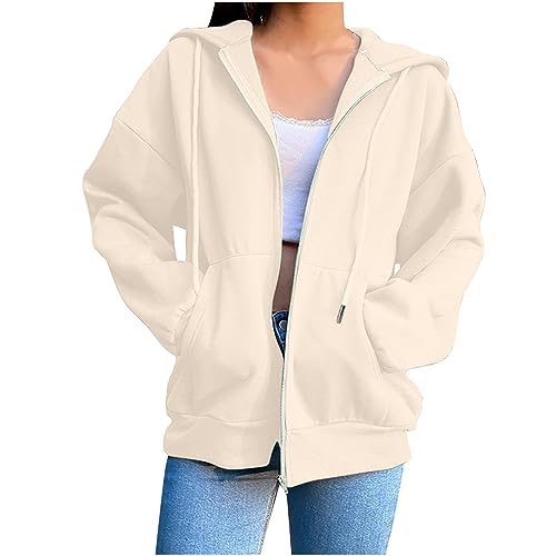 Nantdog Long Sleeve Jackets for Women 2024 Zip Up Y2K Hoodies Fashion Full Zipper Lightweight Sweatshirts Dr
