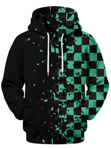 Mens Anime Graphic Hoodie Camo Wolf Spider Cool Design Pullover Sweatshirt