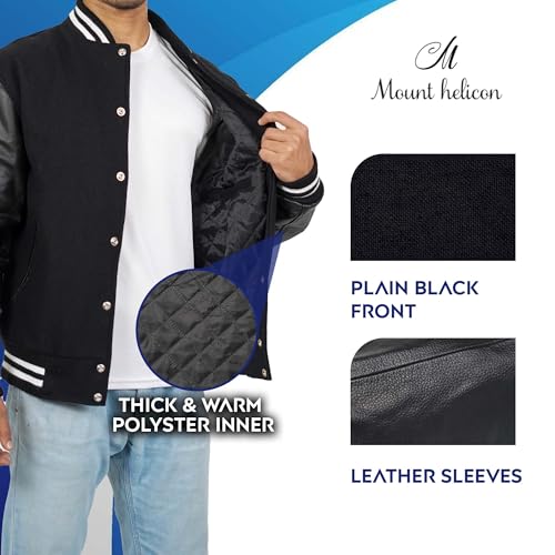 Mount Helicon Two-Tone Leather Baseball Varsity Jacket for Men - Premium Quality and Unique Design
