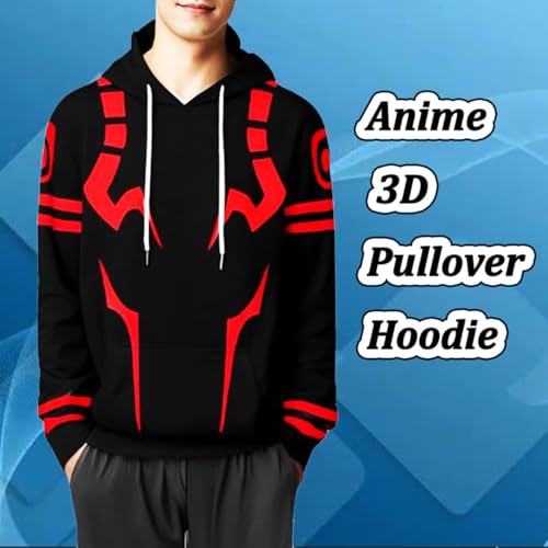 MEADOO Anime JJK Cosplay Pullover Sweatshirt Jujutsu Yuuji Hoodie For Unisex 3D Novelty Hooded Sweater Jacket Coat