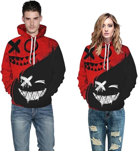 Basoteeuo Mens Hoodies Pullover Graphic Design 3D Cool Novelty Long Sleeve Hooded Sweatshirts with Pockets