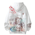 Women Men Aesthetic Japanese Sakura Hoodie, Y2K Anime Harajuku Cloth Korean Hooded Long Sleeve Sweatshirt for Winter Fall