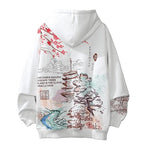 Women Men Aesthetic Japanese Sakura Hoodie, Y2K Anime Harajuku Cloth Korean Hooded Long Sleeve Sweatshirt for Winter Fall