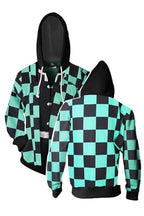 Adult Tanjirou Costume Anime Hoodies Zipper Jacket Kimetsu Cosplay Sweatshirt Halloween Outfits