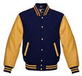 Premium Letterman Baseball School College Bomber Varsity Jacket Purple & Gold Genuine Leather Sleeves