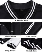 babyhealthy Men's Women's Varsity Baseball Jacket Casual Letterman Bomber Jacket Windbreaker Lightweight Jacket Coat