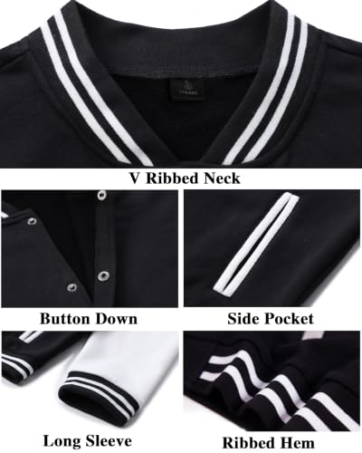 babyhealthy Men's Women's Varsity Baseball Jacket Casual Letterman Bomber Jacket Windbreaker Lightweight Jacket Coat