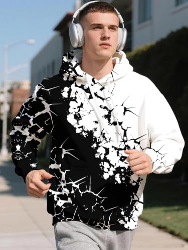 Mens Anime Graphic Hoodie Camo Wolf Spider Cool Design Pullover Sweatshirt