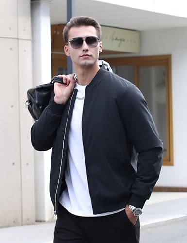 TACVASEN Men's Bomber Jacket Fall Winter Warm Full Zip Windbreaker Jackets