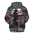 Japanese Warrior Graphic Hoodie for Men Novelty Print Pullover Sweatshirts Long Sleeve