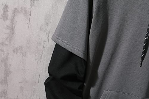 GURUNVANI Men's Patchwork Contrast Color Pullover Hoodie Sweatshirt