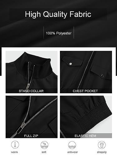 Fisoew Women's Cropped Bomber Jackets Lightweight Zip Up Short Coats