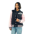 Bioworld Sanrio Hello Kitty Varsity Jacket Women's Embroidered Rainbow Patch Button Up