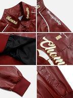 Aelfric Eden Faux Leather Racing Jacket Oversized Motorcycle Biker Racer Jackets Streetwear Unisex