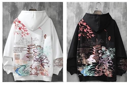 Women Men Japanese Anime Hoodie, Y2K Sakura Aesthetic Harajuku Korean Hooded Sweatshirt Long Sleeve Clothes