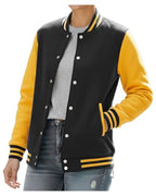 Fleece Varsity Jacket Women Casual baseball Style letterman jacket