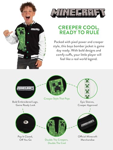 Minecraft Jacket, Creeper Boys Jacket, Gamer Bomber Jackets For Boys, Gaming Clothing