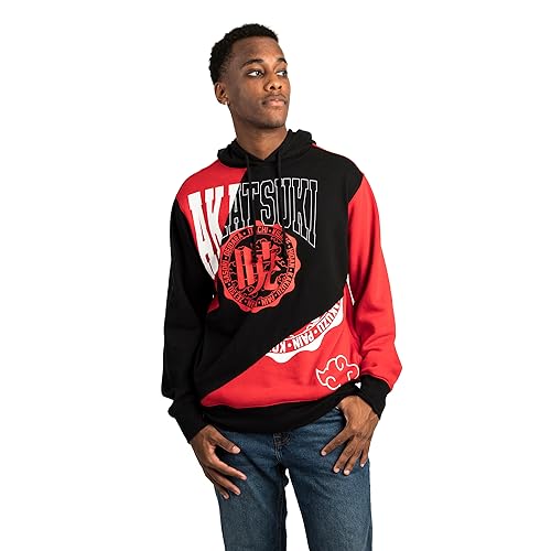 Bioworld Naruto Hoodie Men's Akatsuki Collegiate Pullover Hooded Sweatshirt