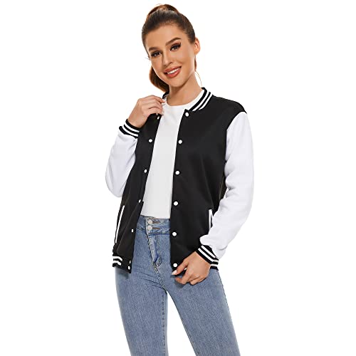 Varsity Jacket for Men Women, Lightweight Button-Up Baseball Bomber