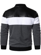 FANARCHER Mens Lightweight Bomber Jacket Casual Zipper Coat Color Block with Faux Leather Varsity Jacket