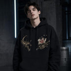 Men's Kitsune Embroidered Hoodie Japanese Streetwear Nine Tailed Fox